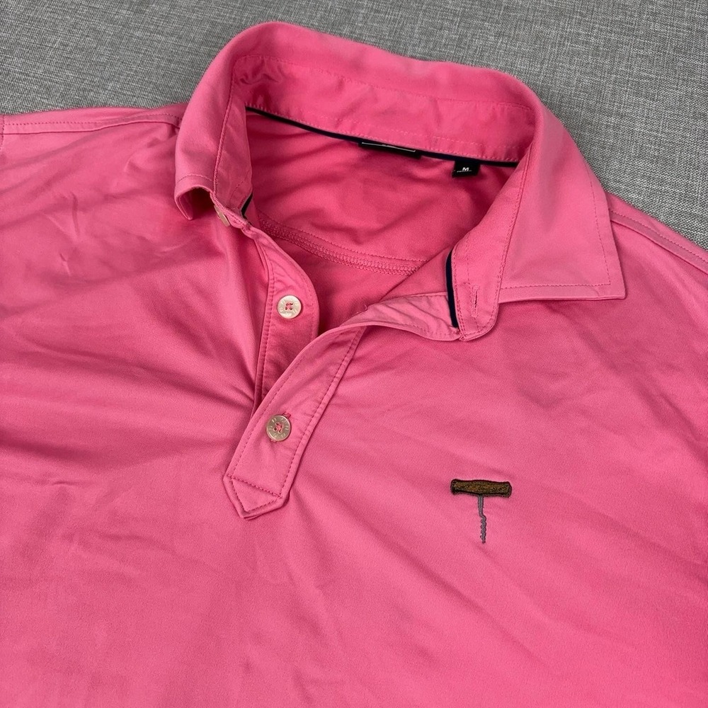 FootJoy Polo Shirt Mens M Pink Solid Stretch Corkscrew Golf Course Short Sleeve